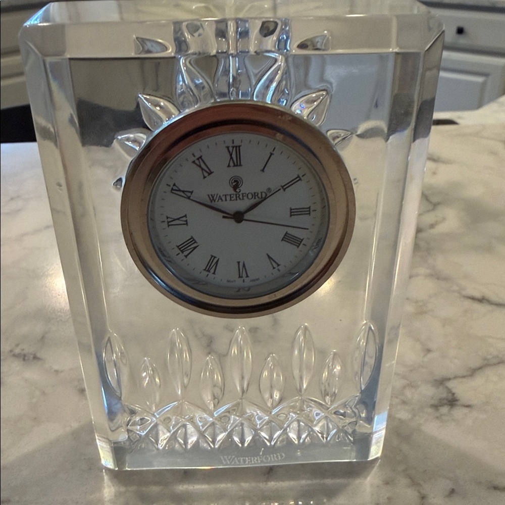 Waterford Lismore Clear Crystal Clock with Gold-Tone Bezel